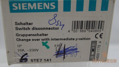 Rozłącznik grupowy z położeniem środkowym 5TE7 141 Siemens Rozłącznik grupowy z położeniem środkowym 5TE7 141 Siemens