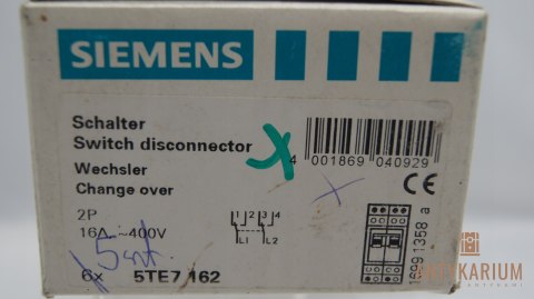 Rozłącznik ze stykami przemiennymi L1L2 5TE7 162 Siemens Rozłącznik ze stykami przemiennymi L1L2 5TE7 162 Siemens