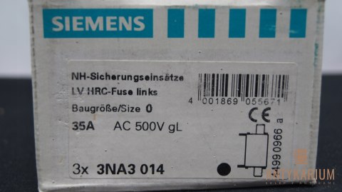 Wkładka bezpiecznikow 3sztuki 35A NH0 3NA3014 Siemens