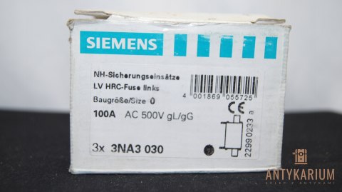 Wkładka bezpiecznikowa NH 0 100A 3szt 3NA3 030 Siemens