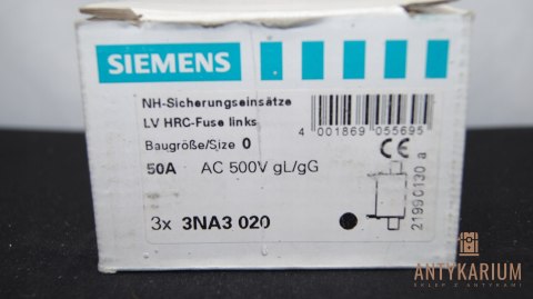 Wkładka bezpiecznikowa NH 0 50A 3szt 3NA3 020 Siemens Wkładka bezpiecznikowa NH 0 50A 3szt 3NA3 020 Siemens