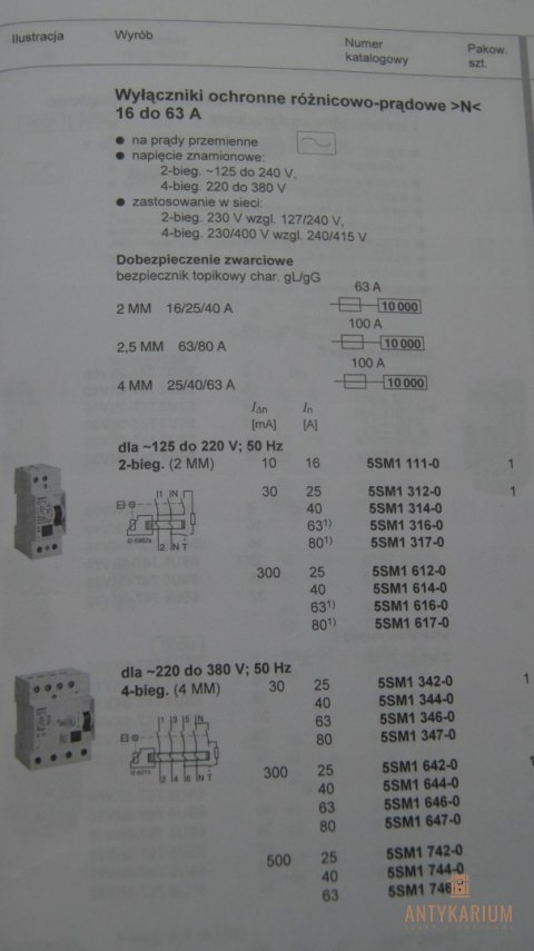 Wył Róż-prądowy 63A 2POL 300ma 5SM1 616-6 Siemens