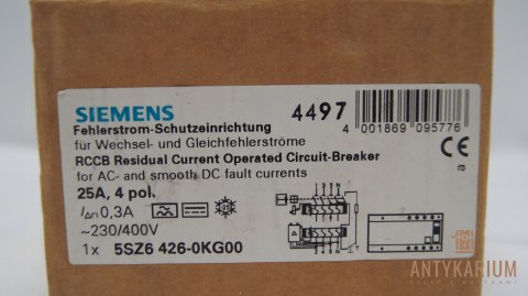 Wyłącznik róż-prąd 25A 4-pol 300ma 5SZ6 426-0KG00 Siemens Wyłącznik róż-prąd 25A 4-pol 300ma 5SZ6 426-0KG00 Siemens