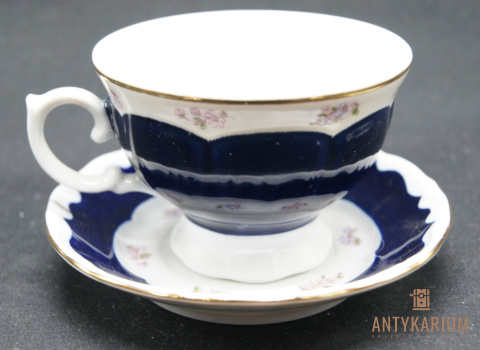 Filiżanka Porcelana bogato zdobiona kobalt FINE