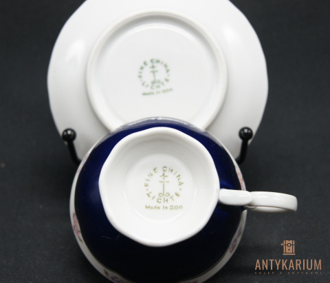 Filiżanka Porcelana bogato zdobiona kobalt FINE