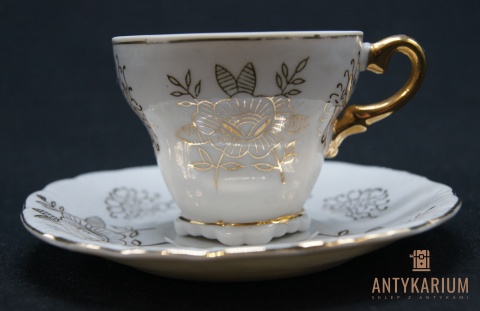 Filiżanka biała porcelana złoto Japan