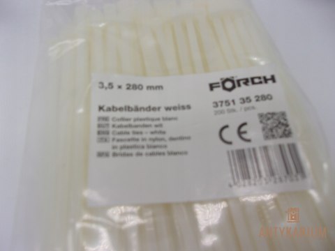 Opaska zaciskowa Forch 200 szt 3,5 mm x 280 mm Trytytka BIAŁA. Opaska zaciskowa Forch 200 szt 3,5 mm x 280 mm Trytytka BIAŁA.