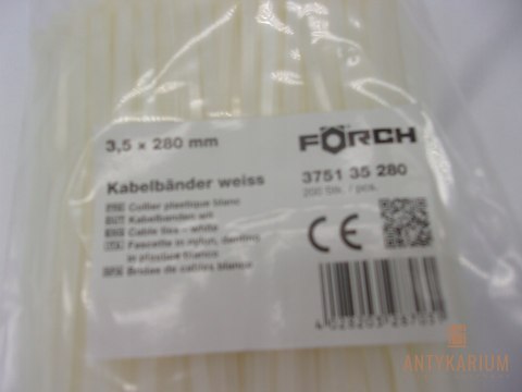 Opaska zaciskowa Forch 200 szt 3,5 mm x 280 mm Trytytka BIAŁA. Opaska zaciskowa Forch 200 szt 3,5 mm x 280 mm Trytytka BIAŁA.
