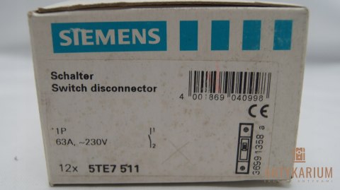 Rozłącznik instalacyjny 1P,63A Siemens 5TE7 511 plombowanie Rozłącznik instalacyjny 1P,63A Siemens 5TE7 511 plombowanie