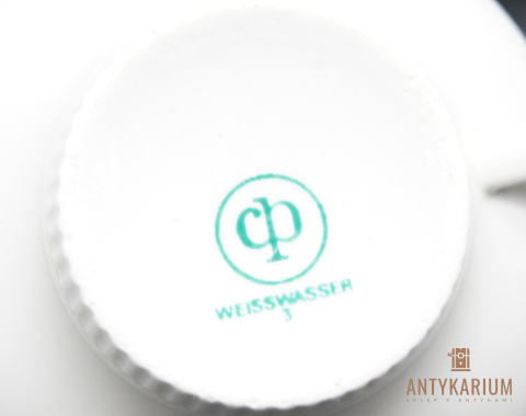 Trio Stara Porcelana filiżanka niebiesko złota