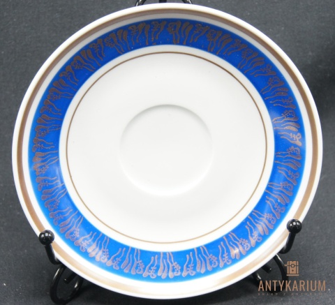 Trio Stara Porcelana filiżanka niebiesko złota