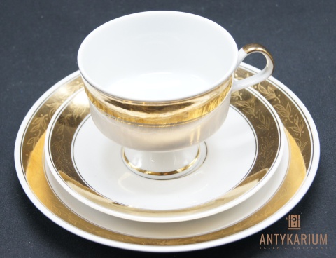 Trio Stara Porcelanowa filiżanka w złoceniach