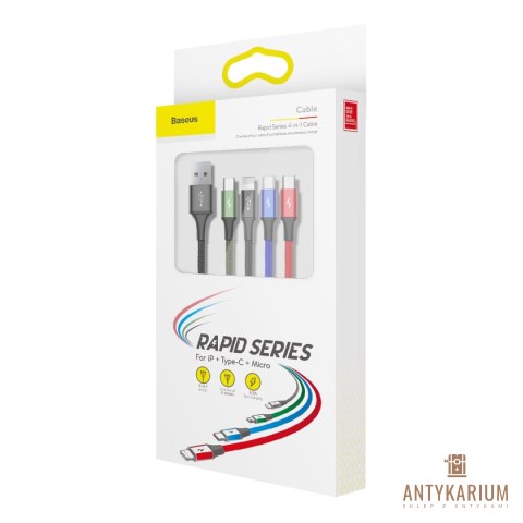 Zestaw kabli USB - USB typ C / microUSB / Lightning Baseus