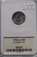 20 gr 1981r MS 67 lustro