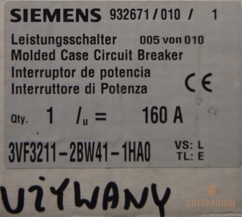 Wyłącznik 3VF3211-2BW41-1HA0 Siemens 160A