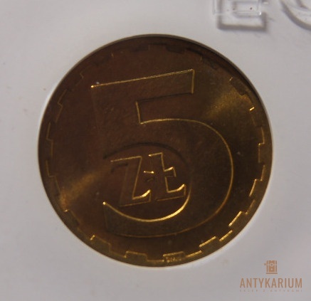 5zł 1975r Grading MS67 Skrętka