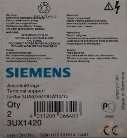 Adapter do stycznika na szyne Siemens 3UX1420