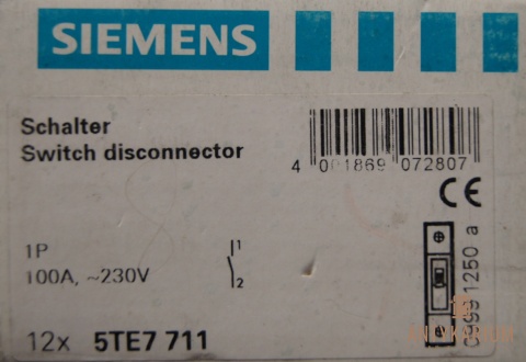 FR Rozłącznik izolacyjny 100A 1-pol Siemens 5TE7 711