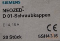 Główka bezpiecznikowa Neozed D01 E14 16A 5SH4316 Siemens