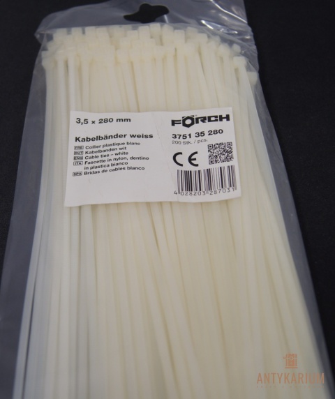 Opaska FORCH 200 szt 3,5 mm x 280 mm Trytytka biała
