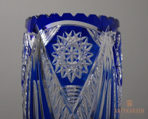 Wazon kobalt kryształ lata 70 duży
