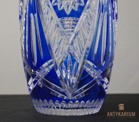 Wazon kobalt kryształ lata 70 duży