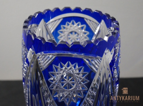 Wazon kobalt kryształ lata 70 duży
