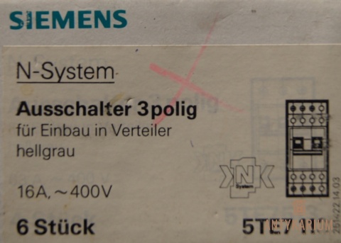 Rozłącznik 16A 400V 2-POL 5TE7 113 Siemens