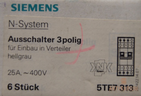 Rozłącznik 25A 400V 2-POL 5TE7 313 Siemens