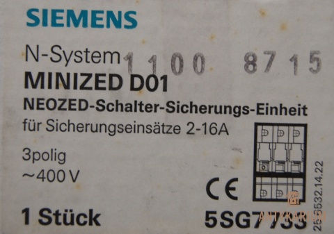 Rozłącznik bezpiecznikowy Minized D01 3POL 2-16A 5SG7 733 Siemens