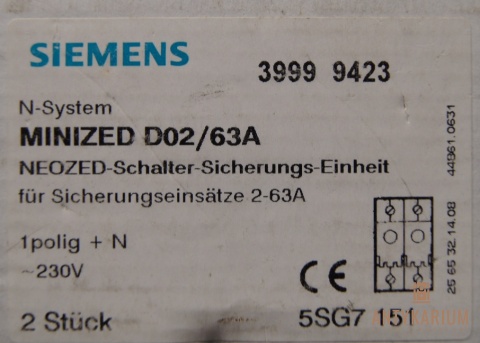 Rozłącznik bezpiecznikowy Minized D02 2-63A 400V 1+N 5SG7151Siemens
