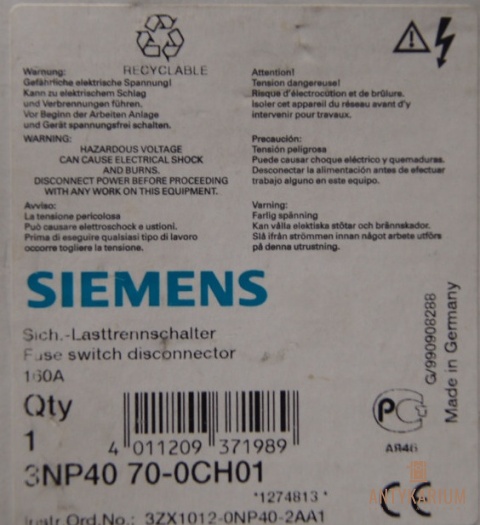 Rozłącznik bezpiecznikowy Siemens 160A 3NP40 70-0CH01
