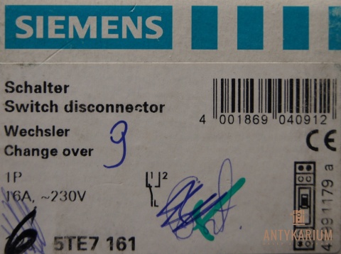 Rozłącznik ze stykami przemiennymi L1 5TE7 161 Siemens