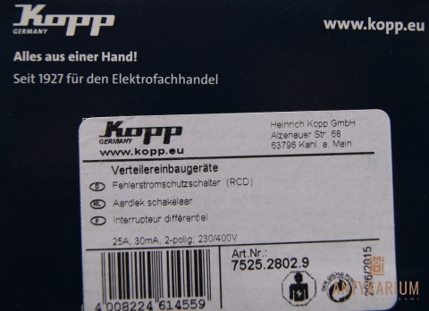 Różnicówka RCD 25A 30ma 1-pol KOPP