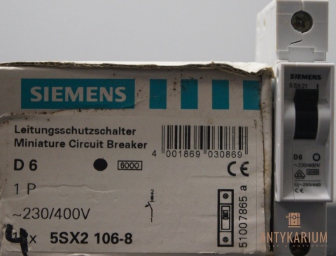 Wyłącznik bezpiecznik Siemens 5SX2 106-8 1pol D6