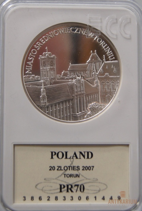 Toruń 20 zł mennicza PR 70
