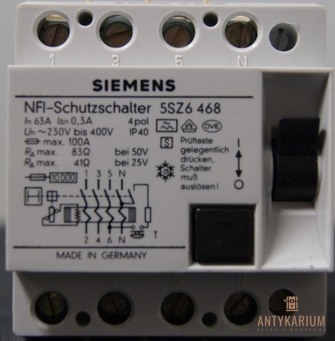 Wył.Róż-prądowy 63A 4POL 300ma 400V 5SZ6 468 Siemens