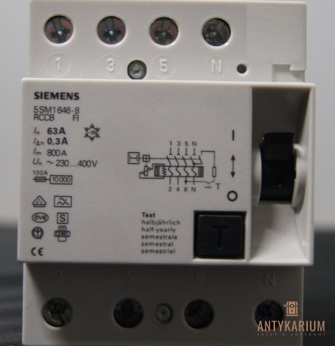 Wyłącznik Róż-prądowy 63A 4POL 300ma 5SM1 646-8 Siemens