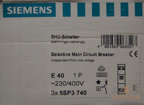 Wyłącznik Selektywny E40 1Pol Siemens 5SP3 740