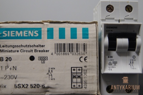 Wyłącznik bezpiecznik SIEMENS 5SX2 520-6 2Pol B20