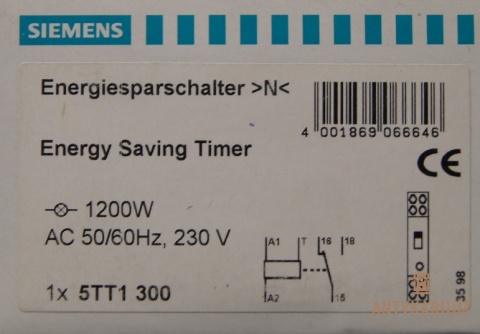 Wyłącznik czasowy 0-10 min 5TT1 300 SIEMENS 1200 W