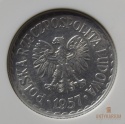 1 zł 1957 aluminium MS 65 skrętka 10%