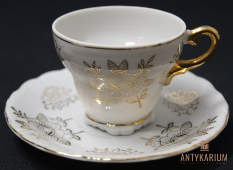 Filiżanka biała porcelana złoto Japan