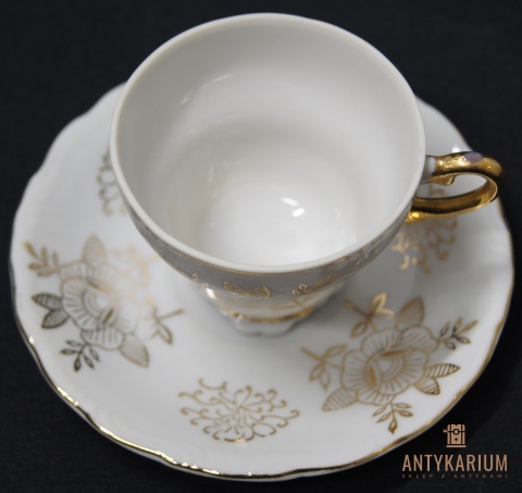 Filiżanka biała porcelana złoto Japan