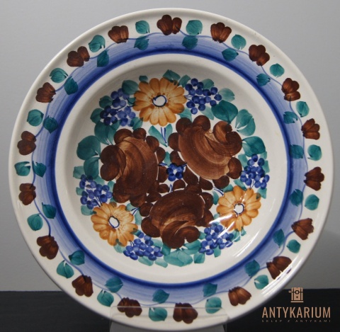 Kapelusz talerz dekoracyjny fajans Włocławek 29cm