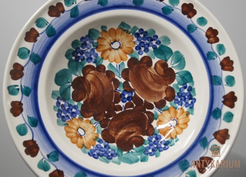 Kapelusz talerz dekoracyjny fajans Włocławek 29cm