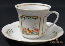 Porcelana filiżanka Chodzież złocona owoce