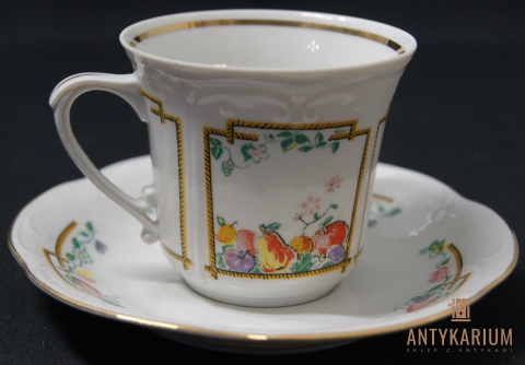 Porcelana filiżanka Chodzież złocona owoce