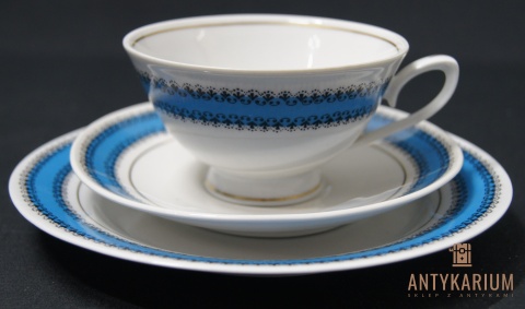 Trio Stara Porcelana filiżanka niebiesko czarna