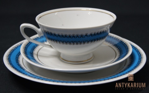 Trio Stara Porcelana filiżanka niebiesko czarna